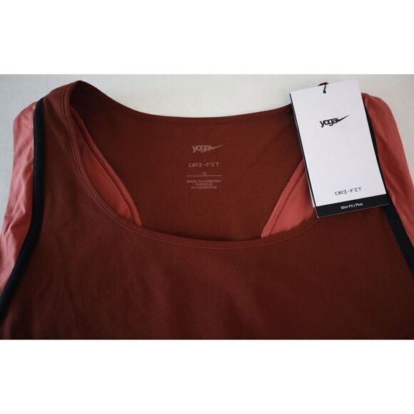 Nike DR0779-217 Women's Plus Sz 1X Brown Dri-Fit Luxe Slim Fit Cropped Tank Top - Picture 3 of 7